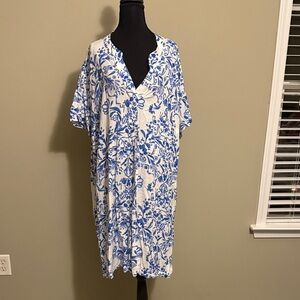 Blue and White Floral Dress
